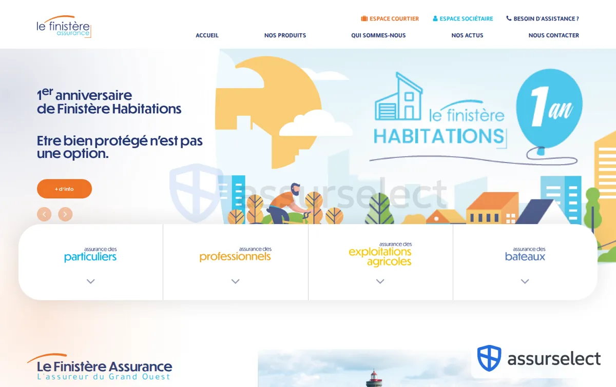 Capture : Le Finistère Assurance : Assureur du Grand Ouest basé à Quimper